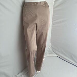 Eskandar taupe flat front cotton viscose pull-on trousers